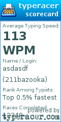 Scorecard for user 211bazooka