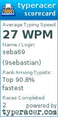 Scorecard for user 9sebastian