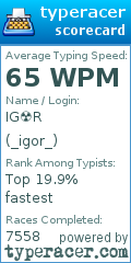 Scorecard for user _igor_
