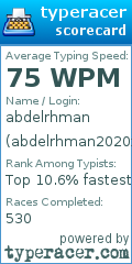 Scorecard for user abdelrhman2020x