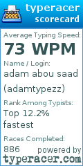 Scorecard for user adamtypezz