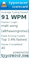 Scorecard for user allthewongnotes