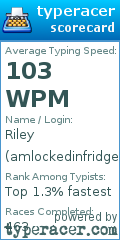 Scorecard for user amlockedinfridge