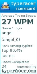 Scorecard for user angel_0