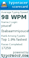 Scorecard for user babaammiyoucef