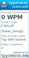 Scorecard for user balap_bangg