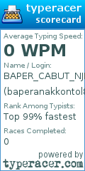 Scorecard for user baperanakkontol88