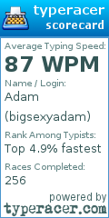 Scorecard for user bigsexyadam
