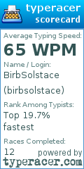 Scorecard for user birbsolstace