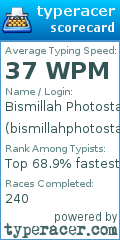 Scorecard for user bismillahphotostate