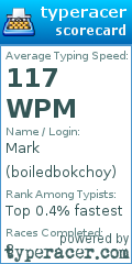 Scorecard for user boiledbokchoy