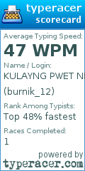 Scorecard for user burnik_12