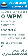 Scorecard for user cassters