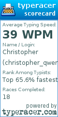 Scorecard for user christopher_qwerty