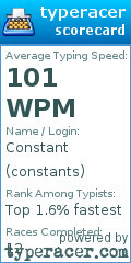Scorecard for user constants