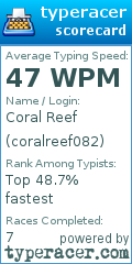 Scorecard for user coralreef082