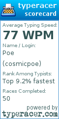Scorecard for user cosmicpoe