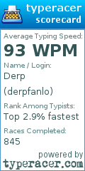 Scorecard for user derpfanlo