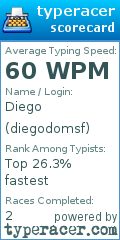Scorecard for user diegodomsf