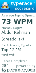 Scorecard for user dreadolisk