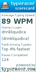 Scorecard for user drinkliquidice