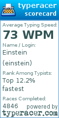 Scorecard for user einstein