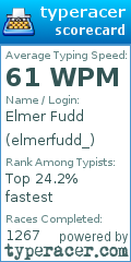 Scorecard for user elmerfudd_