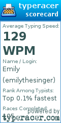 Scorecard for user emilythesinger
