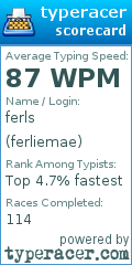 Scorecard for user ferliemae
