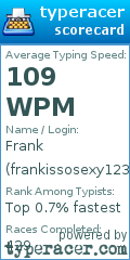 Scorecard for user frankissosexy123