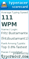 Scorecard for user fritzbustamant1