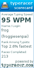 Scorecard for user froggiesenpai