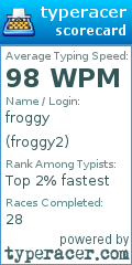 Scorecard for user froggy2