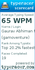 Scorecard for user gamoventure