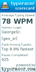 Scorecard for user geo_sr