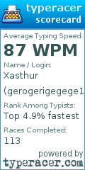 Scorecard for user gerogerigegege18