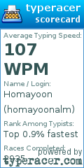Scorecard for user homayoonalm