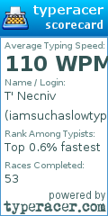 Scorecard for user iamsuchaslowtyper