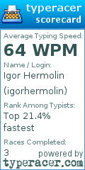 Scorecard for user igorhermolin