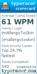 Scorecard for user imallergictoskin