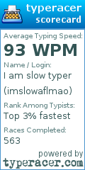 Scorecard for user imslowaflmao
