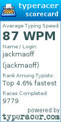 Scorecard for user jackmaoff