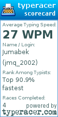 Scorecard for user jmq_2002