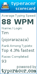 Scorecard for user jojorarazaza