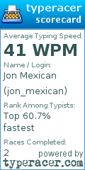 Scorecard for user jon_mexican