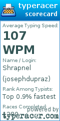 Scorecard for user josephdupraz