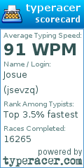 Scorecard for user jsevzq