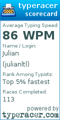 Scorecard for user julianltl