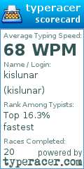 Scorecard for user kislunar