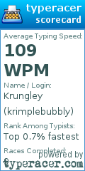 Scorecard for user krimplebubbly